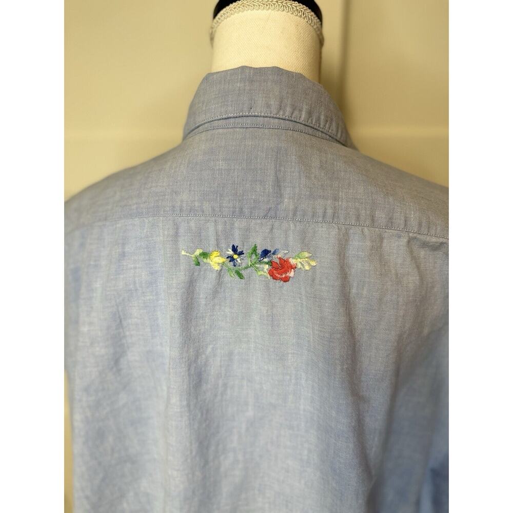 Jackpot Denim Button Down Shirt Women’s‎ Sz XL Long Sleeve Chambray Embroidered - Picture 4 of 10